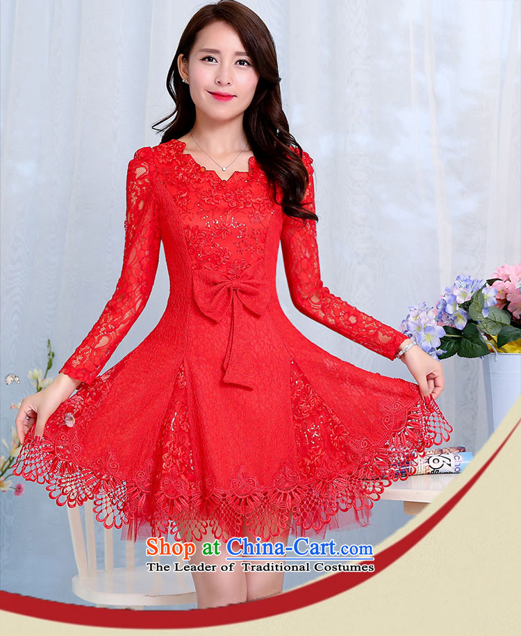The law of the Korean version of Mary Kay autumn and winter new products red chip engraving lace hook flower bride the lift mast bridesmaid dresses serving bows wedding short of married women's dresses RED M picture, prices, brand platters! The elections are supplied in the national character of distribution, so action, buy now enjoy more preferential! As soon as possible.