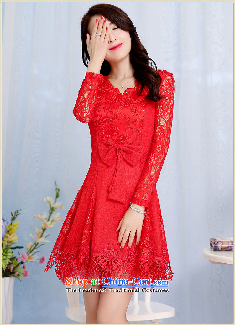 The law of the Korean version of Mary Kay autumn and winter new products red chip engraving lace hook flower bride the lift mast bridesmaid dresses serving bows wedding short of married women's dresses RED M picture, prices, brand platters! The elections are supplied in the national character of distribution, so action, buy now enjoy more preferential! As soon as possible.