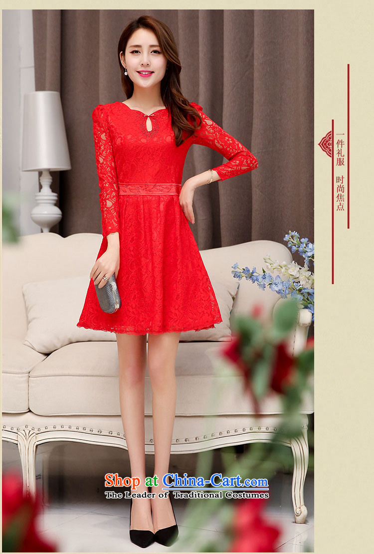 The law of the Korean version of Mary Kay autumn and winter new magenta Mock-neck sexy beauty bride the lift mast bows services bridesmaid Chinese Dress bridal dresses long long-sleeved lace dresses female RED M picture, prices, brand platters! The elections are supplied in the national character of distribution, so action, buy now enjoy more preferential! As soon as possible.