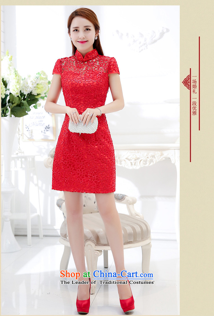 On Korean-language of autumn and winter red collar on the lift mast to bride chip bows bridesmaid festive Chinese clothing cheongsam dress Sau San bridal dresses long lace dresses female red S picture, prices, brand platters! The elections are supplied in the national character of distribution, so action, buy now enjoy more preferential! As soon as possible.