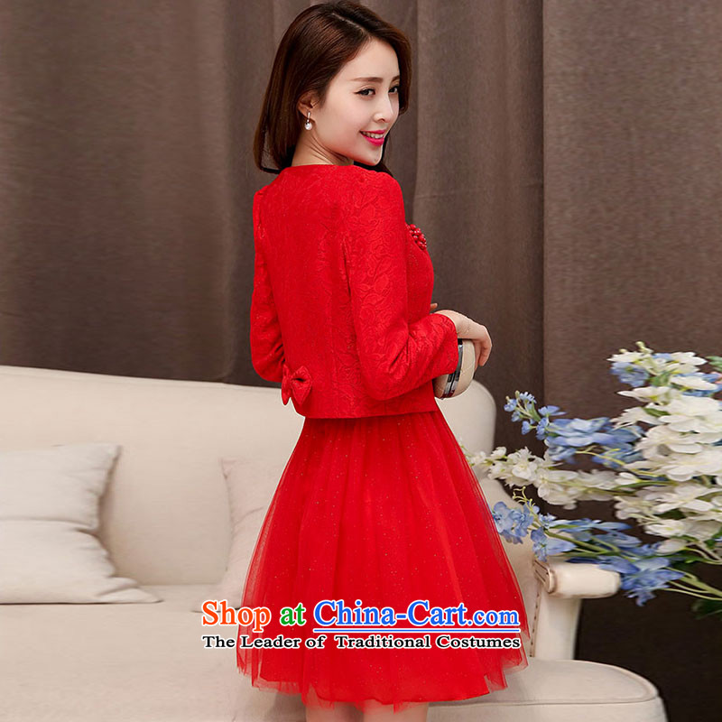 The law of the Korean version of Mary Kay autumn and winter flower sexy engraving lace bride back to the bows services bridesmaid Mun two kits dresses Wedding Dress Short, marriage bon bon skirt female red XXL, law, Manasseh (qi fash-modi) , , , shopping on the Internet