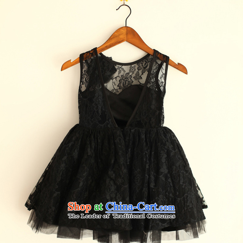Mr. Guissé 2015 new stylish lovely lace fluoroscopy V-neck design flower children's wear black dress for 18 months, Mr. MRJI) , , , shopping on the Internet