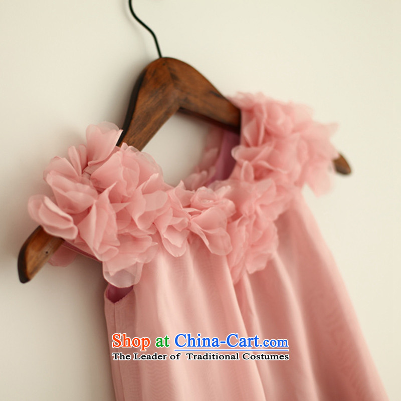 Mr. Guissé 2015 new pink floral decor and simple lovely floweret field shoulder children's wear pink dresses , 4-year-old Mr. MRJI) , , , shopping on the Internet