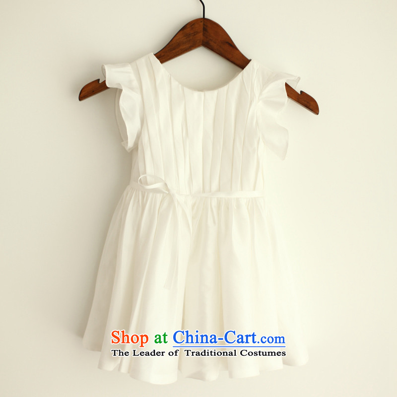 Mr. Guissé 2015 new billowy flounces sleeve design and decor of the children's wear dresses floweret folds white 24 Months