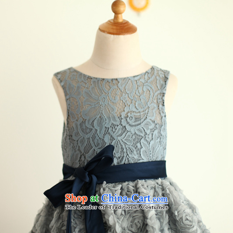 Mr. Guissé 2015 new sleek lace small floral decor flowers of children's wear skirt as small dress blue-gray 6+, inside (MRJI) , , , shopping on the Internet