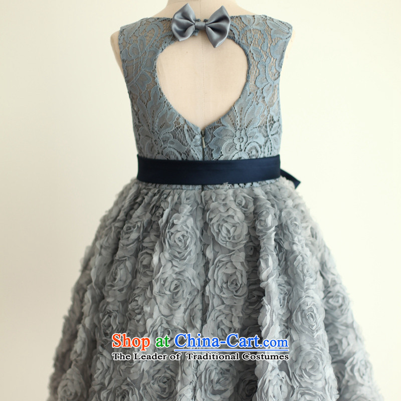 Mr. Guissé 2015 new sleek lace small floral decor flowers of children's wear skirt as small dress blue-gray 6+, inside (MRJI) , , , shopping on the Internet