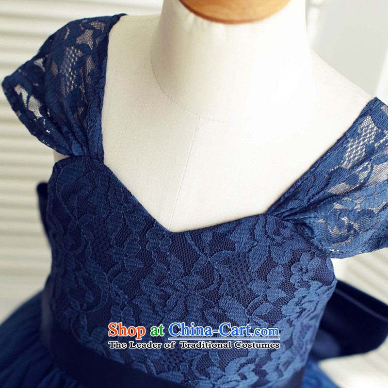 Mr. Guissé 2015 new ground shoulder lace shoulder strap design decorative waistband flower children's wear dresses blue, aged 6, Mr. MRJI) , , , shopping on the Internet