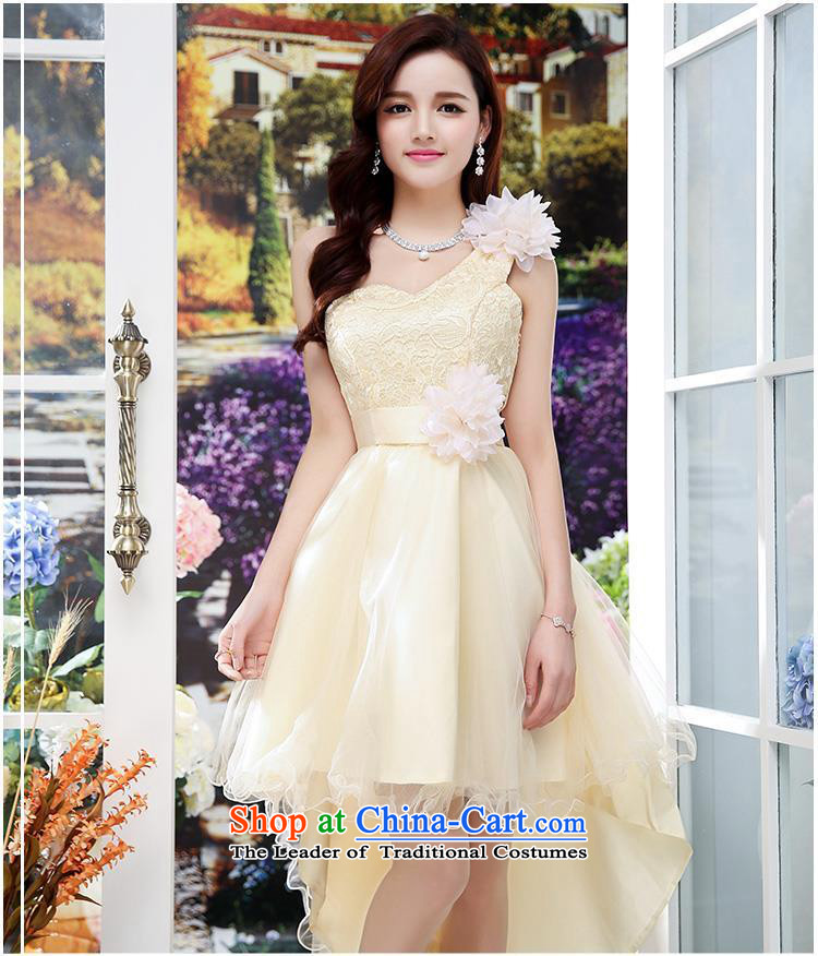 Upscale dress Summer 2015 new wedding dresses etiquette dress single shoulder strap lace bon bon skirt long tail princess skirt apricot XL Photo, prices, brand platters! The elections are supplied in the national character of distribution, so action, buy now enjoy more preferential! As soon as possible.