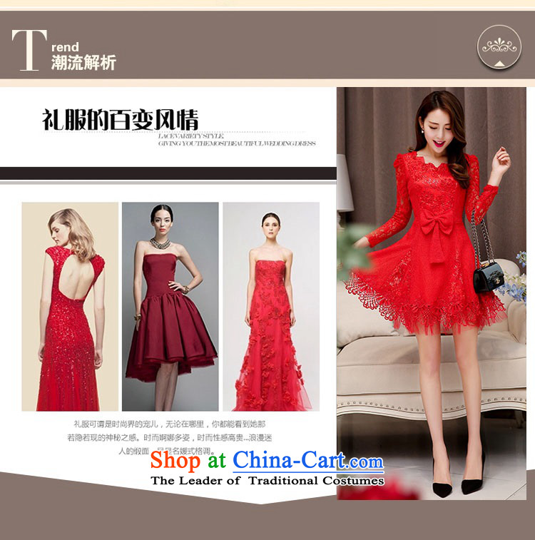 2015 Autumn and Winter Ms. new waves for long-sleeved lace engraving bridal dresses evening dresses Sau San Bow Tie Princess video thin skirt Fashion bride bows services 1 red XL Photo, prices, brand platters! The elections are supplied in the national character of distribution, so action, buy now enjoy more preferential! As soon as possible.