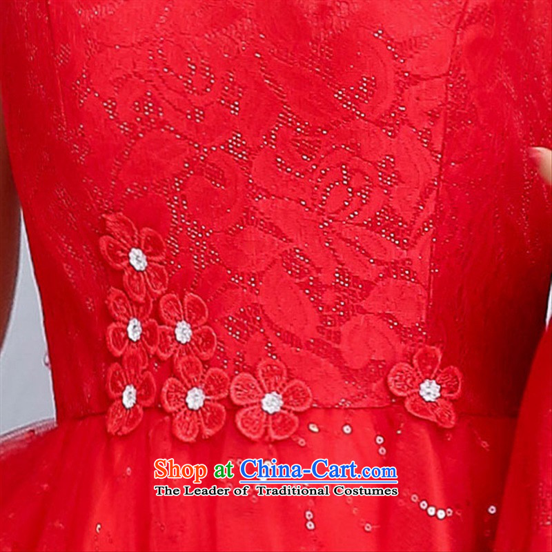 2015 Autumn and Winter Ms. new large red bridal dresses two kits evening dress the yarn round-neck collar flowers adorned in long skirt Princess Bride Skirts 1 RED M, where the shark, VANCE SHARK , , , shopping on the Internet