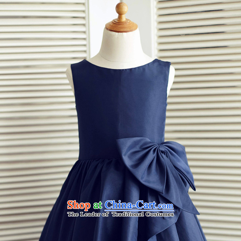 Mr. Guissé 2015 New Blue Tower poplin simple decorated lovely bow tie asymmetric petticoats flower children's wear dresses blue, aged 6, Mr. MRJI) , , , shopping on the Internet