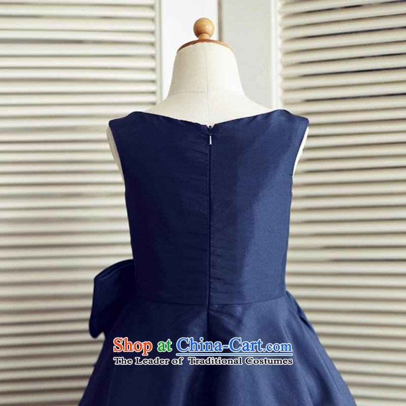 Mr. Guissé 2015 New Blue Tower poplin simple decorated lovely bow tie asymmetric petticoats flower children's wear dresses blue, aged 6, Mr. MRJI) , , , shopping on the Internet