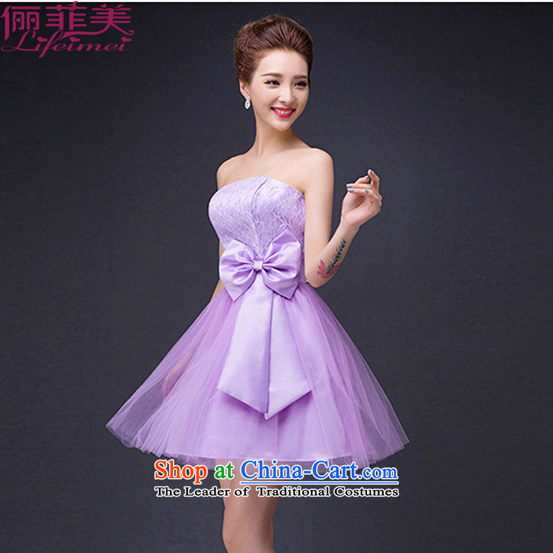 The Korean version of     short bridesmaid marriage small bridesmaid dress Top Loin of Hamor sister skirt chest gauze skirt light purple are? suitable for 78-105 F JIN code