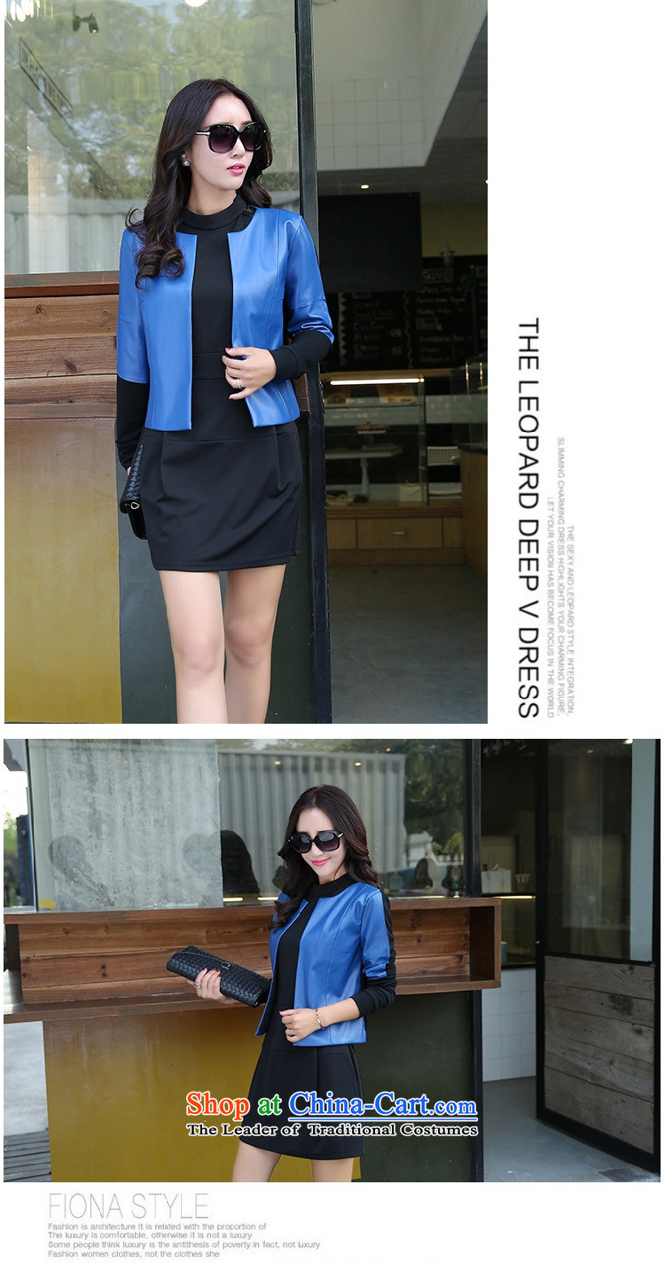 The 2015 autumn and winter new women's two kits dresses temperament long-sleeved OL Kit Sau San skirt early autumn leather jacket pure color small Heung-dresses 2 Blue M picture, prices, brand platters! The elections are supplied in the national character of distribution, so action, buy now enjoy more preferential! As soon as possible.
