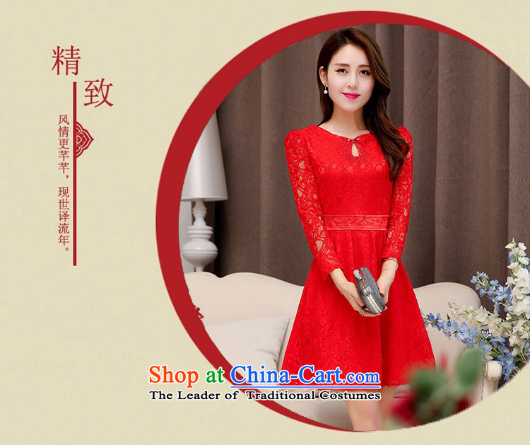 2015 Autumn and Winter Ms. New Red Chinese collar long-sleeved bridal dresses evening dresses Sau San video thin Foutune of Princess Bride skirt lace hook flower bon bon Skirts 1 red L picture, prices, brand platters! The elections are supplied in the national character of distribution, so action, buy now enjoy more preferential! As soon as possible.