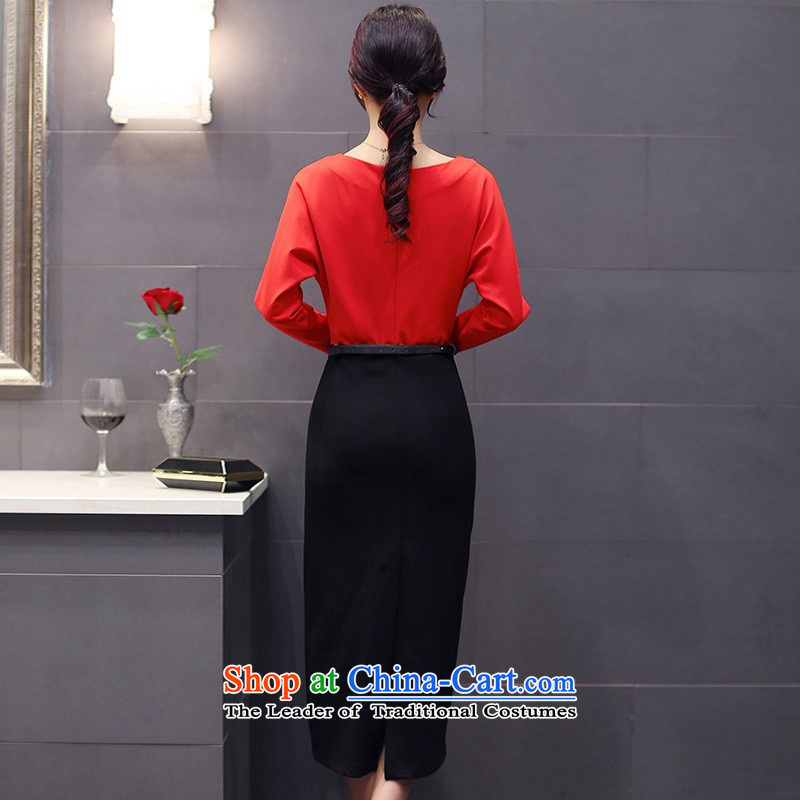 The 2015 autumn and winter Ms. new Korean Top Loin step pure colors skirt Sau San round-neck collar long skirt waistband with Europe and the trendy commuter 2 gray M,uyuk,,, shopping on the Internet