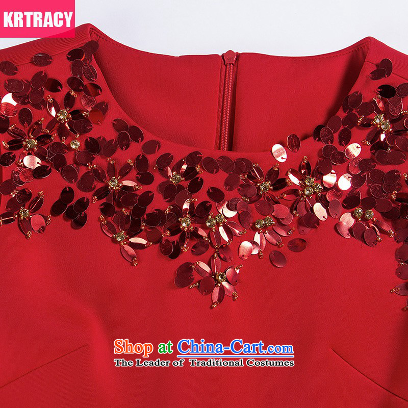 Krtracy2015 autumn and winter new sleeveless on-chip high-waist bon bon skirt red dress uniform red dress BLLS6312 bows red 2XL,KRTRACY,,, shopping on the Internet