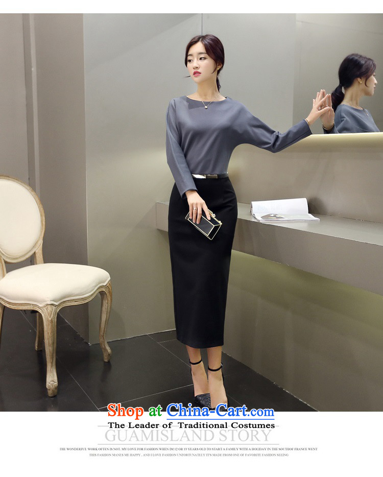 The 2015 autumn and winter Ms. new Korean Top Loin step pure colors skirt Sau San round-neck collar long skirt waistband with Europe and the trendy commuter 2 gray M picture, prices, brand platters! The elections are supplied in the national character of distribution, so action, buy now enjoy more preferential! As soon as possible.