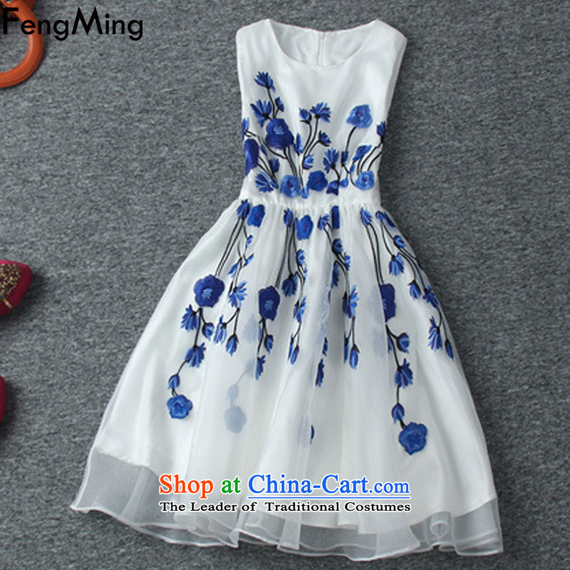 Hsbc Holdings plc Ming vest dress skirt autumn 2015 Skirt European style high-end station heavy industry Netting Embroidery bon bon skirt picture color XL, HSBC Holdings plc (fengming ming) has been pressed shopping on the Internet