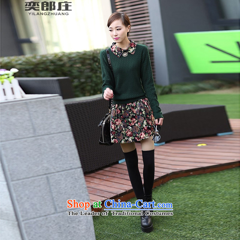 Eason Chan who fall 2015 a new collier, Korean Autumn and Winter Sweater Knit leave a long-sleeved two saika dresses women S, Eason Chan Lung calculation of dark green (YILANGZHUANG Zhuang) , , , shopping on the Internet