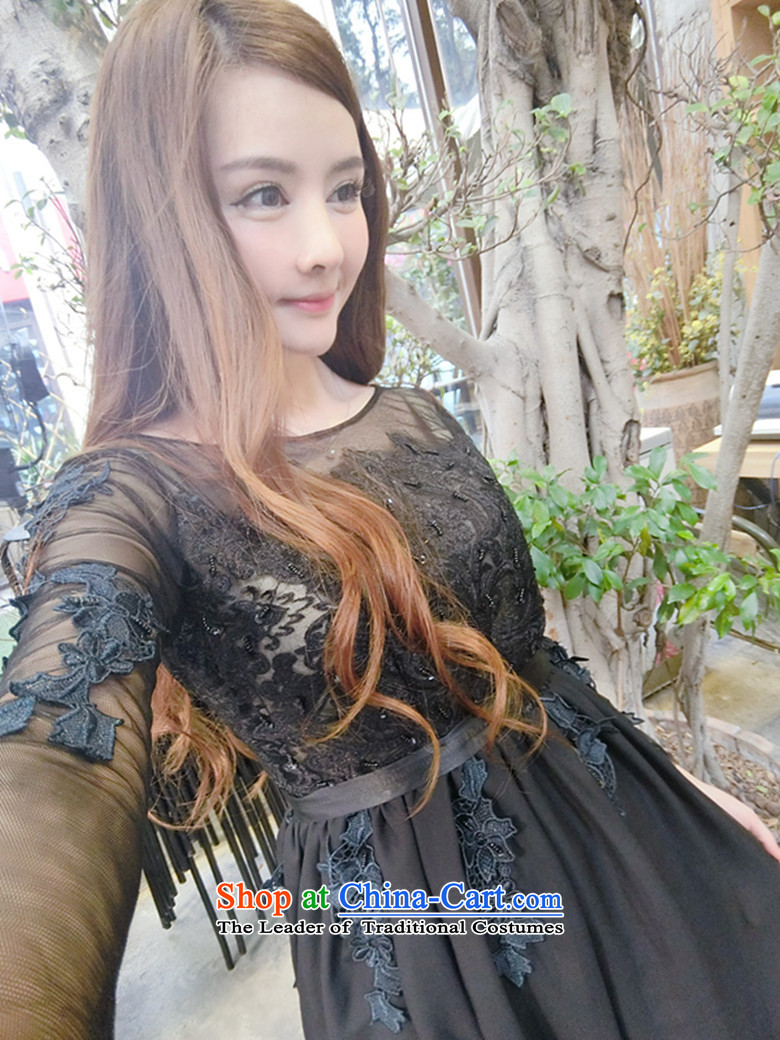 The butterfly li 2015 winter aristocratic embroidery on heavy industry, beaded dresses long-sleeved black skirt back dress M picture, prices, brand platters! The elections are supplied in the national character of distribution, so action, buy now enjoy more preferential! As soon as possible.