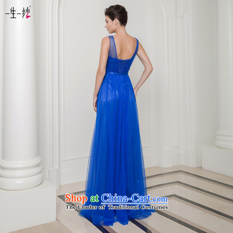 2015 new sapphire blue grasp shoulder under the auspices of the annual session of the folds performances Vehicle Exhibition bridesmaid evening dress long skirt 402401390  30 day blue 165/90A pre-sale, a Lifetime yarn , , , shopping on the Internet