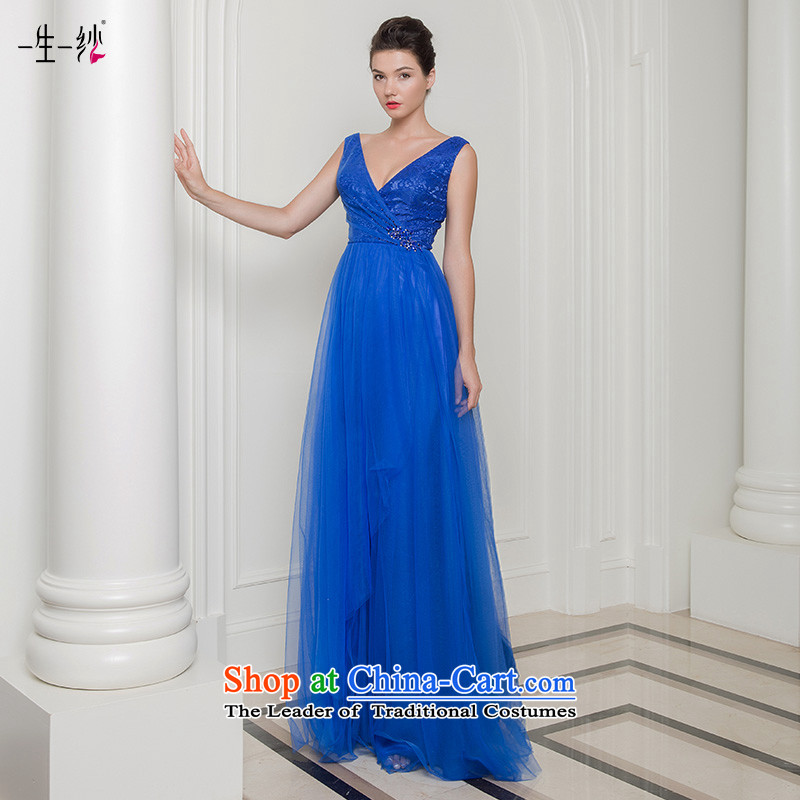 2015 new shoulders V-Neck Top Loin of annual performance under the auspices of the Car Show bridesmaid evening dress long skirt 402401391 blue tailor do not return not switch, a Lifetime yarn , , , shopping on the Internet