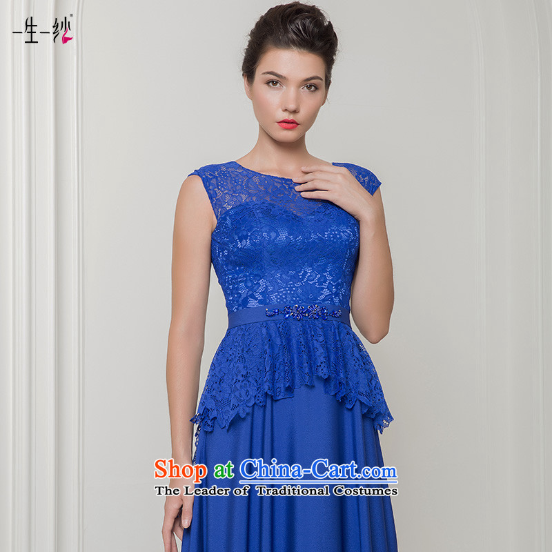 2015 new lace shoulders and annual performance under the auspices of long skirt dress Vehicle Exhibition evening dresses 402401392 30 day blue 170/94A pre-sale, a Lifetime yarn , , , shopping on the Internet