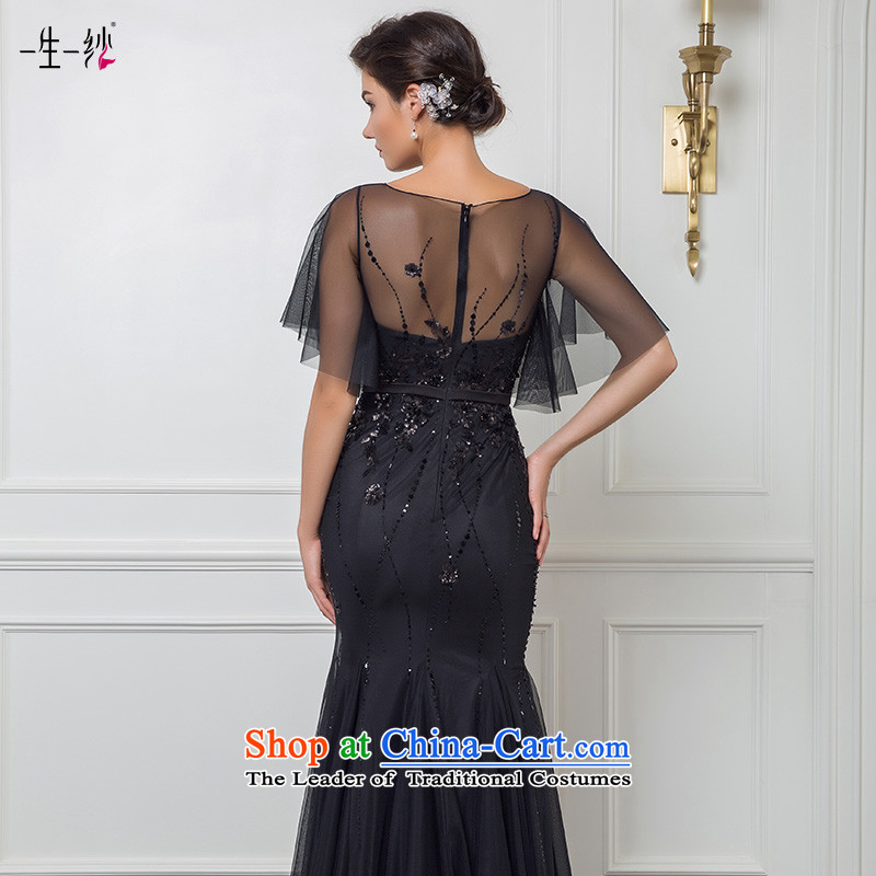 2015 new black lotus leaf cuff to align Top Loin crowsfoot brides under the auspices of the annual dinner dress bows long skirt 50240027 165/88A black thirtieth day pre-sale, a Lifetime yarn , , , shopping on the Internet