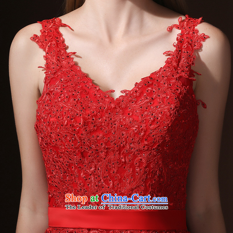 2015 WINTER marriages bows to red petals long gown banquet dinner dress according to Lin, red petticoat she shopping on the Internet has been pressed.