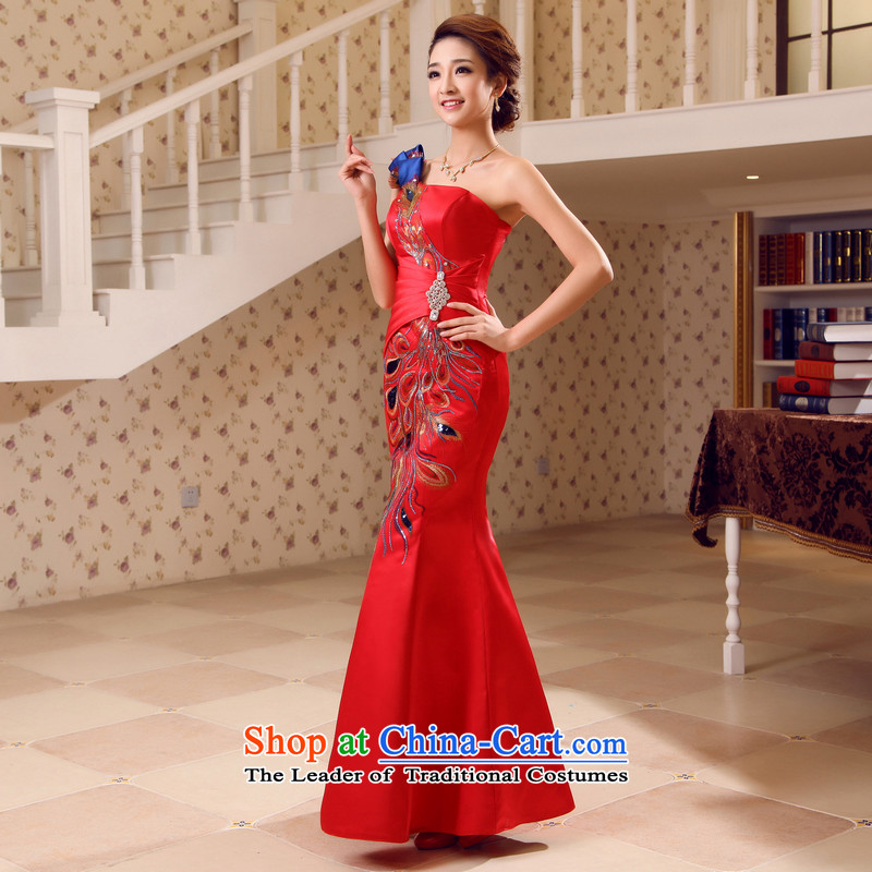 Jiang bows to the bride seal 2015 new winter shoulder crowsfoot wedding dress cheongsam dress long banquet female fall to align the red - tailored, seal has been pressed Jiang shopping on the Internet