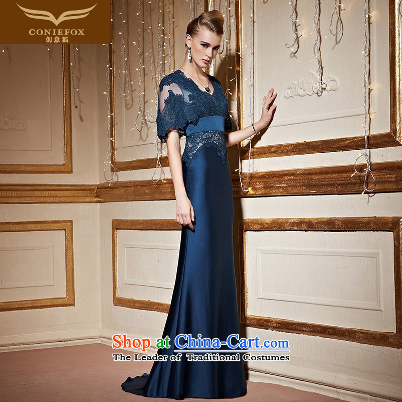 Creative New 2015 Fox autumn and winter banquet evening dresses lace long tail dress evening drink service will preside over 31031 Deep Blue XL pre-sale, creative Fox (coniefox) , , , shopping on the Internet