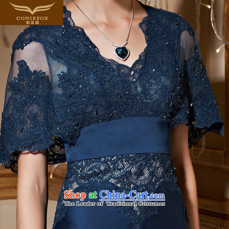Creative New 2015 Fox autumn and winter banquet evening dresses lace long tail dress evening drink service will preside over 31031 Deep Blue XL pre-sale, creative Fox (coniefox) , , , shopping on the Internet