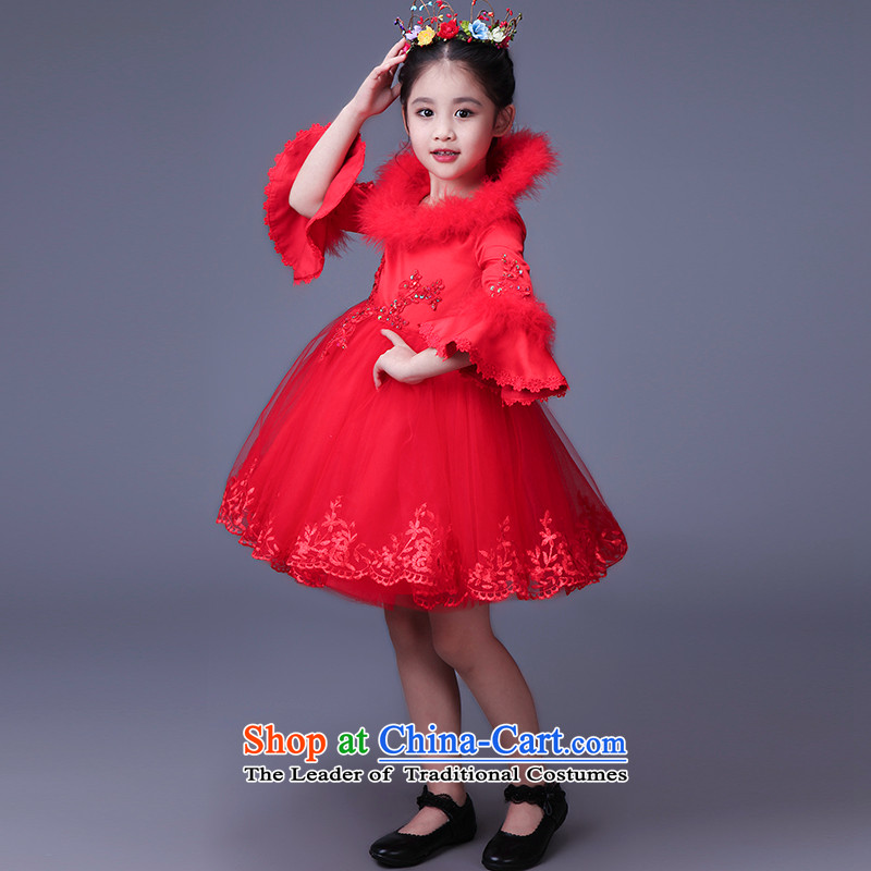 Tim hates makeup and children dress skirt girls princess skirt warm take children's wear long-sleeved children dance skirt the piano will replace dress parent-child HT5107 130CM, red red , , , and Tim shopping on the Internet