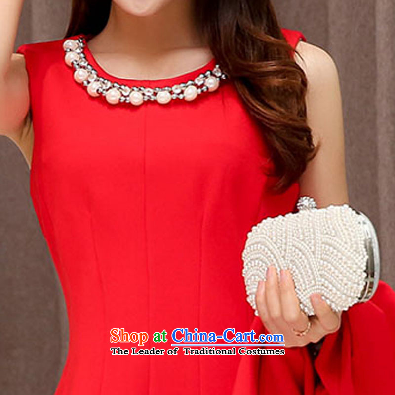 Stylish new 2015 devil of the Korean version of the Pearl for two piece dress elegant wedding dress toasting champagne video thin services A skirt the girl with a pearl necklace 528 red devil of the stylish XXXL, (SHISHANGMOZHE) , , , shopping on the Internet