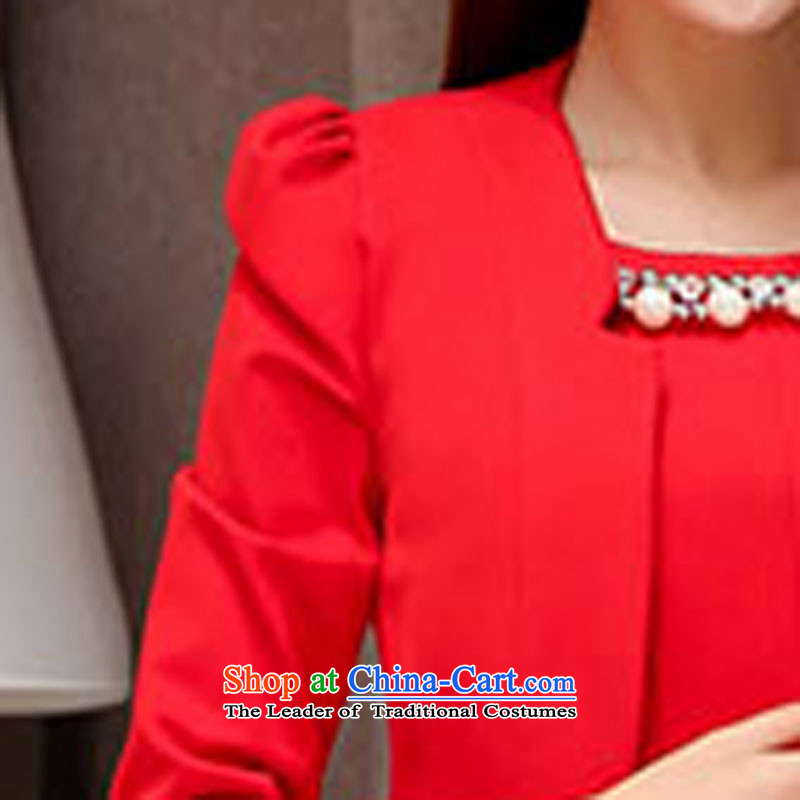 Stylish new 2015 devil of the Korean version of the Pearl for two piece dress elegant wedding dress toasting champagne video thin services A skirt the girl with a pearl necklace 528 red devil of the stylish XXXL, (SHISHANGMOZHE) , , , shopping on the Internet