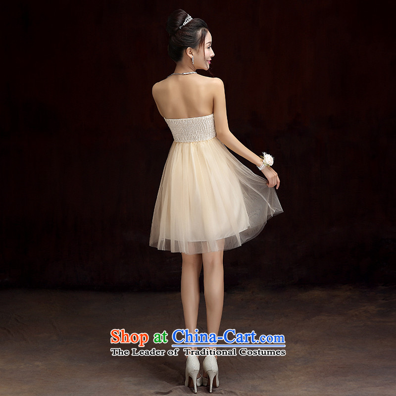 Bridesmaid dress 2015 new bridesmaid services fall short of replacing sister skirt winter clothing dress bows long skirt annual evening gauze wiping the chest dresses champagne long skirt XL, Slim Connie shopping on the Internet has been pressed.
