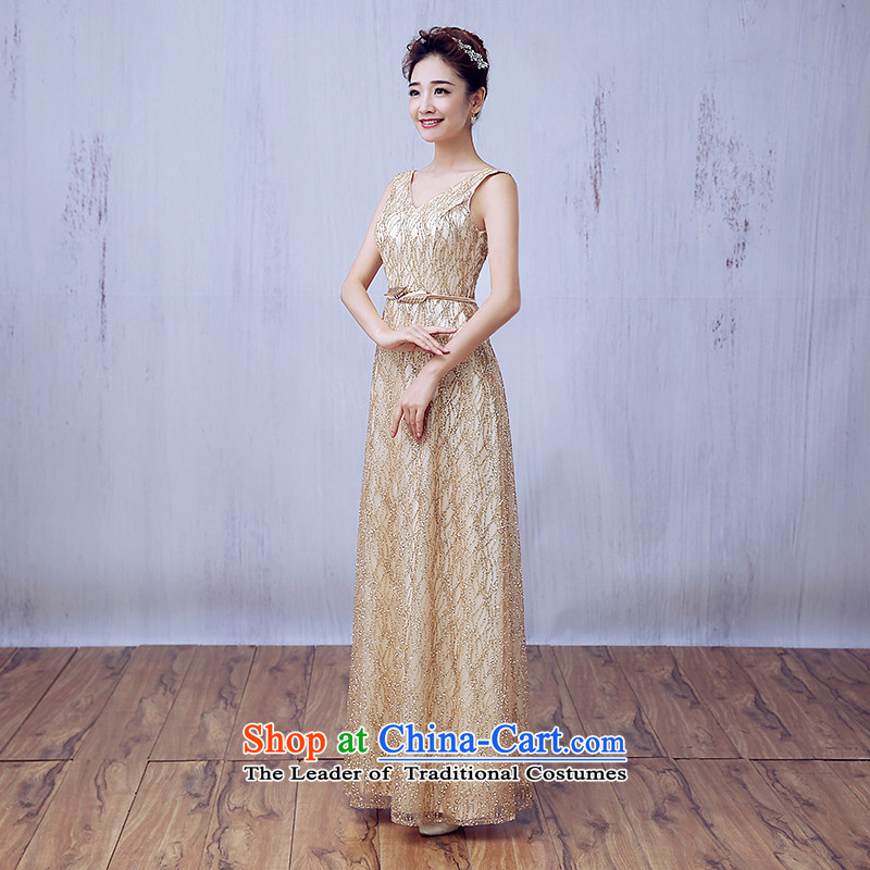 7 Color 7 tone Korean New Year Banquet 2015 Chairman of the persons chairing the evening dress female dresses video thin autumn and winter Sau San evening dresses L055 GOLD XL, 7 color 7 Tone , , , shopping on the Internet