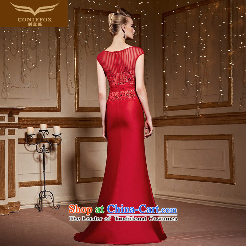 The kitsune 2015 autumn and winter creative new red bride wedding dress wedding evening drink service Sau San long tail 31061 dress red , S, under the auspices of creative Fox (coniefox) , , , shopping on the Internet