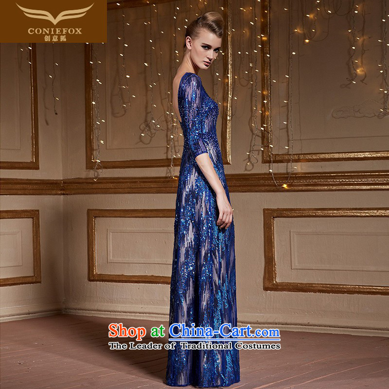 The kitsune style five creative cuff banquet hosted the annual dinner dress suit back evening drink served long dresses Sau San long skirt 82223 M, creative fox blue (coniefox) , , , shopping on the Internet