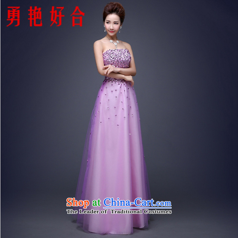 Yong-yeon and evening dresses long 2015 annual meeting of the new Sau San moderator stylish dress suit wiping the chest banquet dress autumn and winter violet a made-to-size is not a replacement for a color