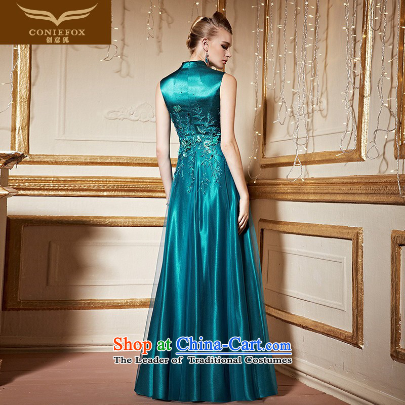 The kitsune stylish deep v creative banquet hosted the annual dinner dress suit will Sau San long evening drink served long skirt 82238 embroidered with dark green S pre-sale, creative Fox (coniefox) , , , shopping on the Internet