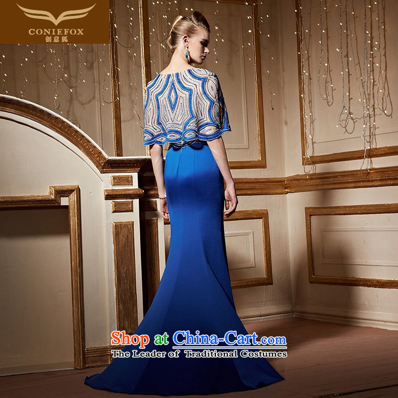The kitsune style small shawl creative two kits banquet evening dress elegant long tail will preside over dress wedding dress evening dress 82250 blue L pre-sale, creative Fox (coniefox) , , , shopping on the Internet