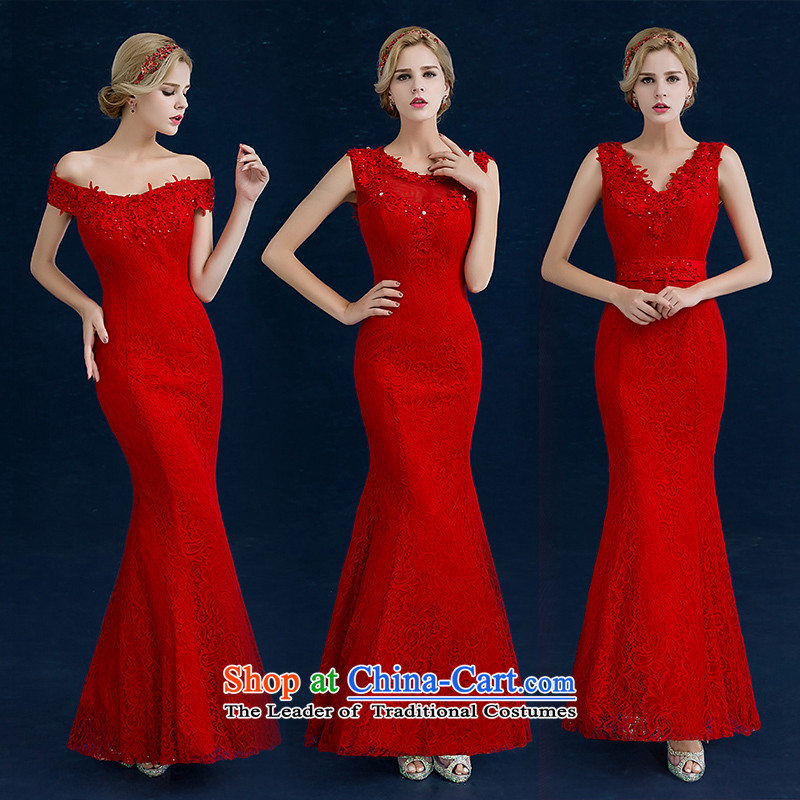 Seal the bride dress dress Jiang 2015 Winter Korean dresses marriage bows services crowsfoot red lace align to Sau San crowsfoot code binding with various B, shoulders round-neck collar seal tailored, Jiang shopping on the Internet has been pressed.