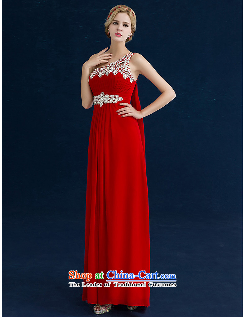 Seal kit shoulder Jiang bows dress banquet evening dresses 2015 Winter Red Diamond shoulder chiffon bridesmaid services tailored to the red picture, prices, brand platters! The elections are supplied in the national character of distribution, so action, buy now enjoy more preferential! As soon as possible.