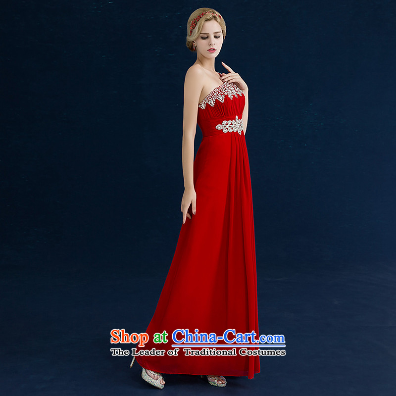 Seal kit shoulder Jiang bows dress banquet evening dresses 2015 Winter Red Diamond shoulder chiffon bridesmaid services tailored, red seal has been pressed Jiang shopping on the Internet