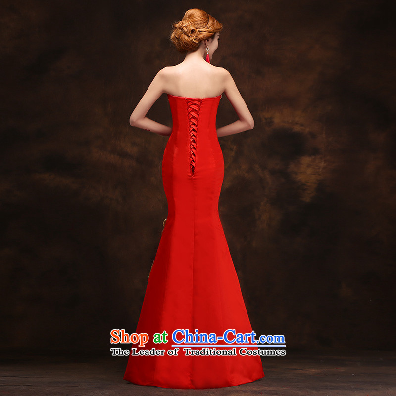 The new 2015 winter wedding dresses red bride bows service wedding dress long cheongsam dress tailored customer service, in accordance with the Advisory Lin Sha , , , shopping on the Internet