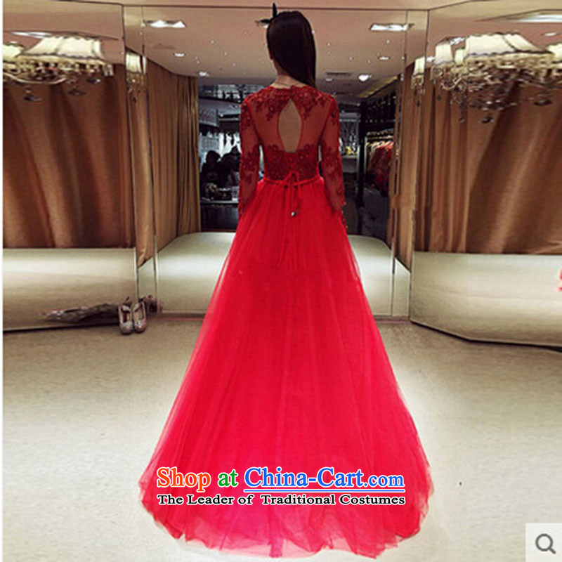 Winter) bows services 2015 new long-sleeved bride wedding dress red long banquet dress Sau San betrothal red XL, Su-lan , , , Love shopping on the Internet