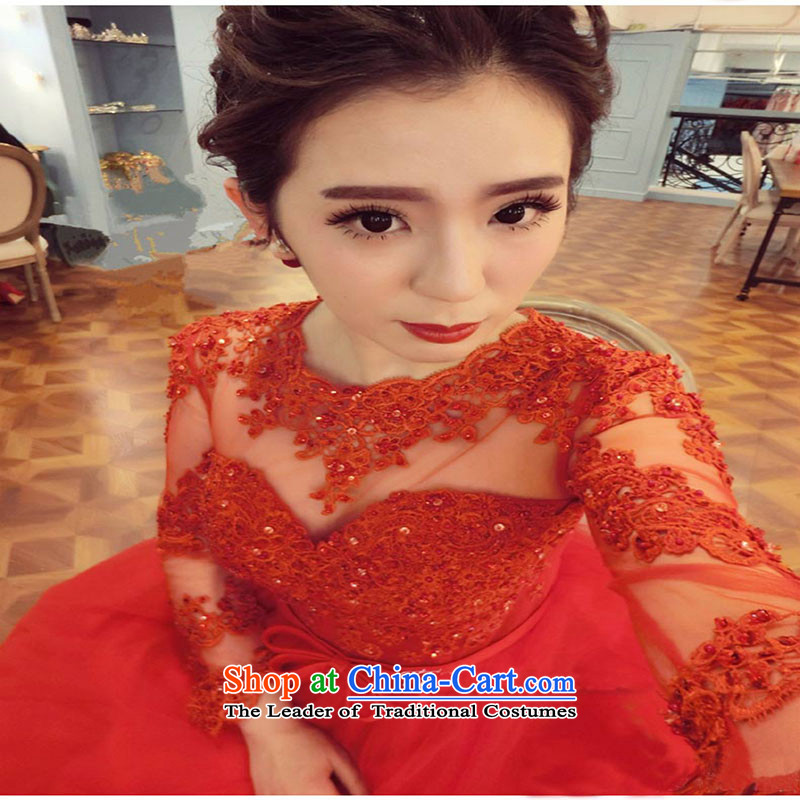 Winter) bows services 2015 new long-sleeved bride wedding dress red long banquet dress Sau San betrothal red XL, Su-lan , , , Love shopping on the Internet