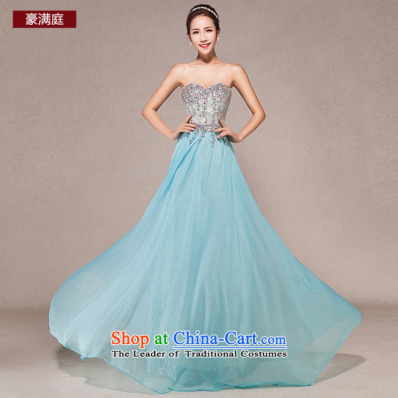 Blue Diamond anointed chest Dance Association annual dinner dress marriage bows banquet evening dresses long choral moderator skirt light blue XL, Ho full Chamber , , , shopping on the Internet